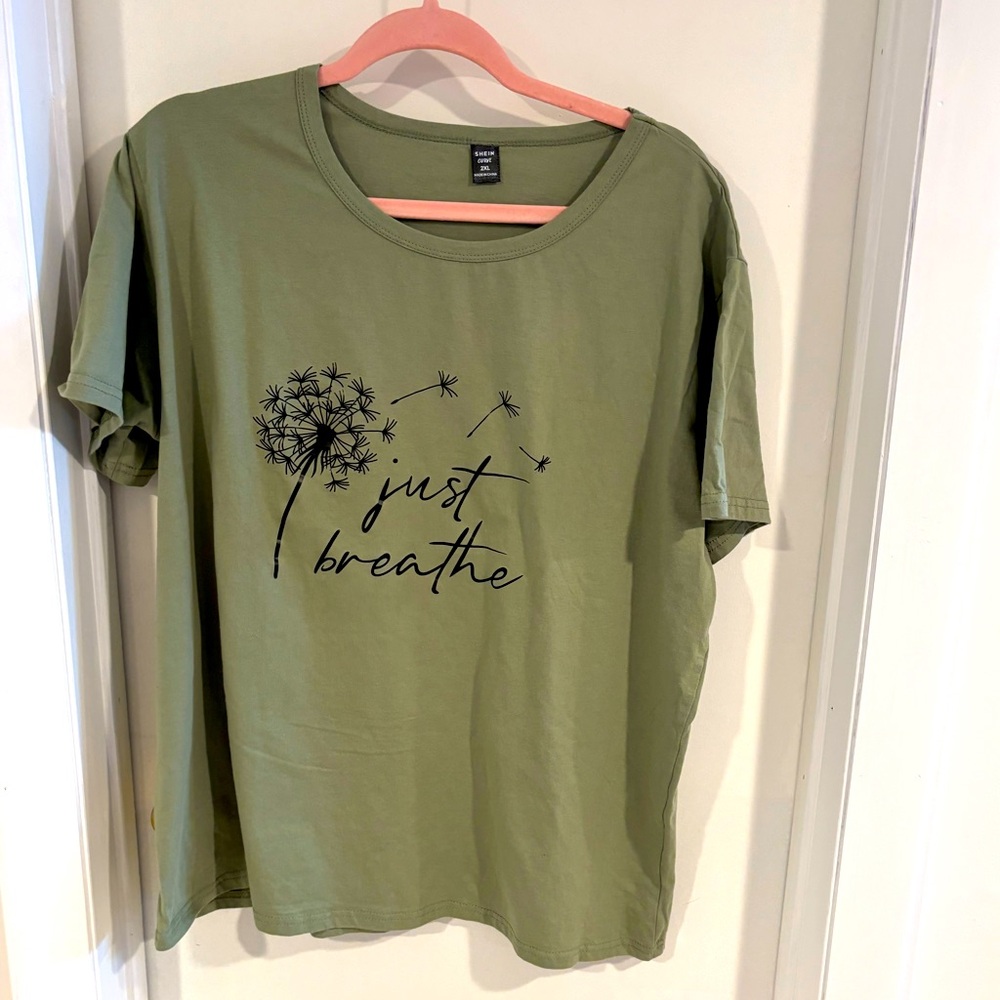 Green Just Breathe Dandelion T-shirt 2XL